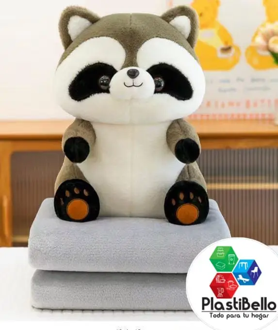 Peluche cobija mapache para hogar y negocio en Bello y Medellín