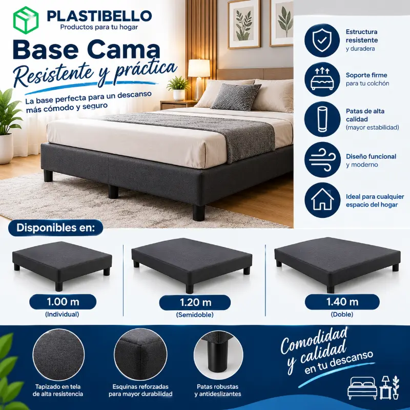 Base cama 1.00m- 1.20m- 1.40m y base cama modular 1.20m -140m para hogar y negocio en Bello y Medellín