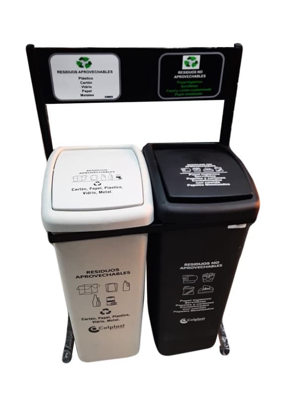 Punto ecologico x 2 papeleras de 55 Litros para hogar y negocio en Bello y Medellín